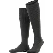 Falke Airport Plus Herren Kniestrümpfe, 43-44, Grau, Uni, Schurwolle