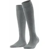 Falke Family Damen Kniestrümpfe, 39-42, Grau, Uni, Baumwolle