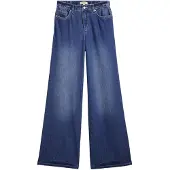 Bonprix Weite Jeans , Damen, Gr. 48, K-Gr, blau denim used, Obermaterial: 100% Baumwolle, loose fit, Jeans Weite Jeans, weite Passform, 5-Pocket-Design, elastischer Bequembund, hohe Bundhöhe