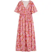 Bonprix Maxikleid ausgestellte Passform, tiefer V-Ausschnitt, Halbarm-Design