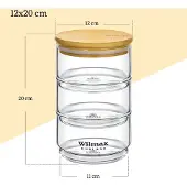 Wilmax England Wilmax Vorratsglas 3-stufig mit Bambusdeckel Transparent