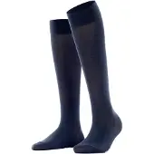 Falke Cotton Touch Damen Kniestrümpfe, 39-42, Blau, Uni, Baumwolle