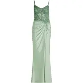 Vera Mont Abendkleid "Abendkleid mit Stickerei", Damen, Gr. 36, EURO, grün (foggy grün), Obermaterial: 81% Polyamid PA. 19% Elasthan EL., Kleider Abendkleid