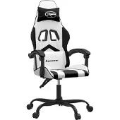 vidaXL Gaming-Stuhl Drehbar Weiß und Schwarz Kunstleder