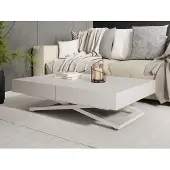 WFL GROUP Couchtisch Höhenverstellbar Cavetta U - Esstisch 120-200x80x27-76 cm Kaschmir Beige