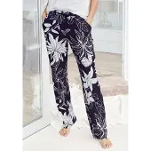 LASCANA Pyjamahose , Damen, Gr. 32/34, N-Gr, bunt (schwarz, allover, geblümt), Single Jersey, Obermaterial: 50% Baumwolle, 50% Viskose, geblümt, bequem knöchellang, Hosen Pyjamahose, mit floralem Druck