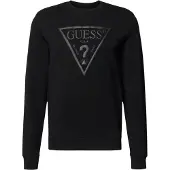 GUESS für Herren. M6YQ37K4103 Sweatshirt mit schwarzem gesticktem Logo (M), Lässig, Baumwolle