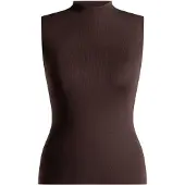 Base Level Tanktop "Yali", Damen, Gr. 40, braun, Jersey, Obermaterial: 80% Viskose, 20% Nylon, unifarben, körpernah hüftlang, Rundhals, Tops Tanktop, mit Stehkragen