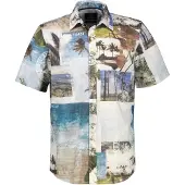 Lerros Kurzarmhemd "Bequemes und leichtes Stretch Kurzarmhemd im Hawaii-Look"
