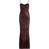 Vera Mont Abendkleid "Abendkleid mit Pailletten", Damen, Gr. 42, EURO, braun (schwarz maroon), Obermaterial: 97% Polyester PES. 3% Elasthan EL., Kleider Abendkleid