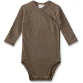 Sanetta - Kid's Wrapover Body 1/1 Wool - Merinounterwäsche Gr 68/74 braun