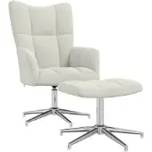vidaXL Relaxsessel mit Hocker Cremeweiß Samt