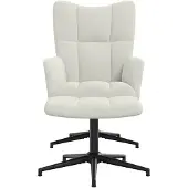 vidaXL Relaxsessel mit Hocker Cremeweiß Samt