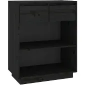 vidaXL Beistellschrank Schwarz 60x34x75 cm Massivholz Kiefer