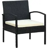 vidaXL Gartenstuhl mit Kissen Poly Rattan Schwarz