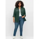 Sheego Hemdbluse , Damen, Gr. 54, grün (moos), 100% Baumwolle, unifarben, Blusen Hemdbluse
