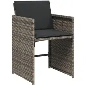 vidaXL 11-tlg. Garten-Essgruppe mit Kissen Grau Poly Rattan