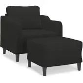 vidaXL Sessel mit Hocker Schwarz 60 cm Stoff