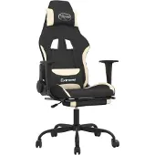 vidaXL Gaming-Stuhl mit Fußstütze Schwarz und Creme Stoff