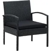 vidaXL Gartenstuhl mit Kissen Poly Rattan Schwarz