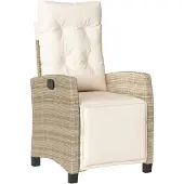 vidaXL Gartensessel mit Fußteil 2 Stk. Verstellbar Beige Poly Rattan