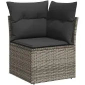 vidaXL 8-tlg. Garten-Sofagarnitur mit Kissen Grau Poly Rattan
