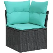 vidaXL 10-teiliges Gartensofa-Set mit Kissen, schwarzes Polyrattan