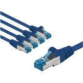 Goobay CAT 6A Patchkabel, S/FTP PiMF, 2 m, blau, 5er-Set