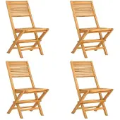 vidaXL Klappstühle, 4 Stück, 47 x 62 x 90 cm, Massivholz Teak
