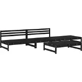 vidaXL 4-tlg. Garten-Lounge-Set Schwarz Massivholz Kiefer