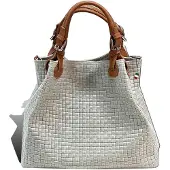 DrachenLeder Florence Tasche Damen Umhängetasche grau braun Leder Handtasche D2OTF164K
