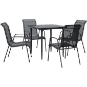vidaXL 5-tlg. Garten-Essgruppe Schwarz Stahl und Textilene