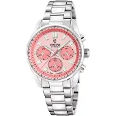 Festina F20753/4 Armbanduhr Boyfriend Chronograph Stahl/Lachsfarben
