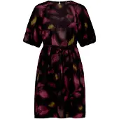 Zero Casual-Kleid mit Bindegürtel in Black/Dark Red | Gr.: 38