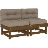 vidaXL Mittelsofas mit Kissen 2 Stk. Honigbraun Massivholz Kiefer