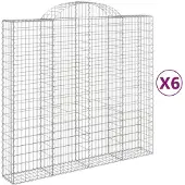 vidaXL Gabionen mit Hochbogen 6 Stk. 200x50x180/200cm Verzinktes Eisen