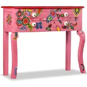 vidaXL Konsolentisch Massivholz Mango Rosa Handbemalt