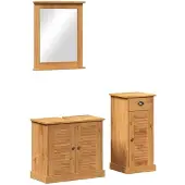 vidaXL Badezimmermöbel-Set VIGO 3 pcs Honigbraun Massives Kiefernholz