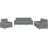 vidaXL 3-tlg. Sofagarnitur mit Kissen Hellgrau Stoff