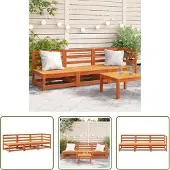 The Living Store Gartensofa 3-Sitzer Wachsbraun Massivholz Kiefer