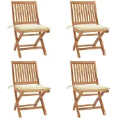 vidaXL Klappstühle mit Kissen, 4-teilig, Massivholz Teakholz
