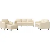 vidaXL 4-tlg. Sofagarnitur mit Kissen Creme Stoff