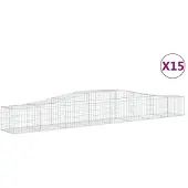 vidaXL Gabionen mit Hochbogen 15 Stk. 400x50x40/60cm Verzinktes Eisen