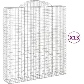 vidaXL Gabionen mit Hochbogen 13Stk. 200x50x220/240cm Verzinktes Eisen