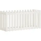 vidaXL Hochbeet Lattenzaun-Design Weiß 150x50x70 cm Massivholz Kiefer