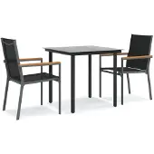 vidaXL 3-tlg. Garten-Essgruppe Schwarz Textilene und Stahl