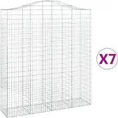 vidaXL Gabionen mit Hochbogen 7 Stk. 200x50x220/240cm Verzinktes Eisen