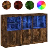 vidaXL Sideboard mit LED-Leuchten Räuchereiche 162x37x100 cm