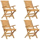 vidaXL Klappstühle, 4 Stück, 56 x 63 x 90 cm, Massivholz Teak