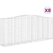 vidaXL Gabionen mit Hochbogen 8 Stk. 400x50x160/180cm Verzinktes Eisen